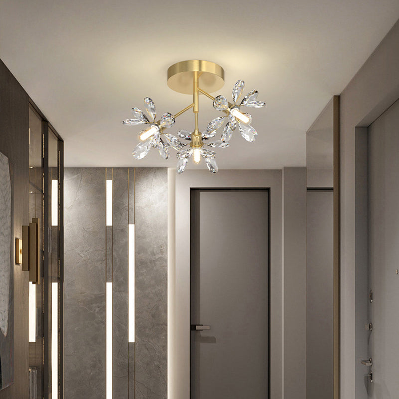 Starburst Flush Ceiling Lights Modern Crystal Flush Mount for Hallway