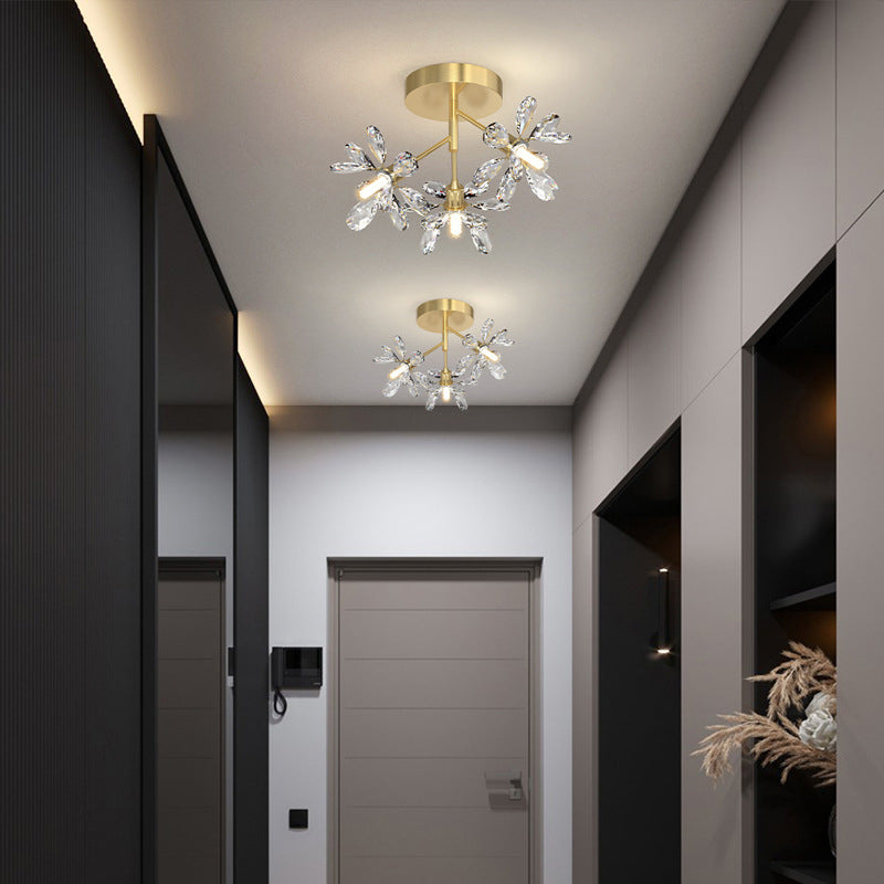 Starburst Flush Ceiling Lights Modern Crystal Flush Mount for Hallway