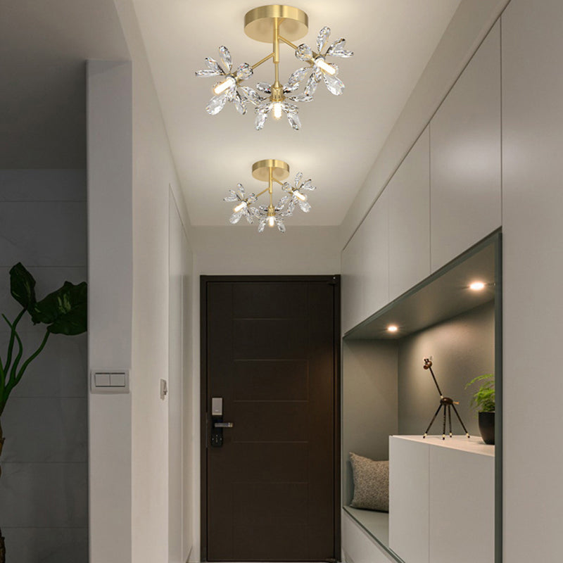 Starburst Flush Ceiling Lights Modern Crystal Flush Mount for Hallway