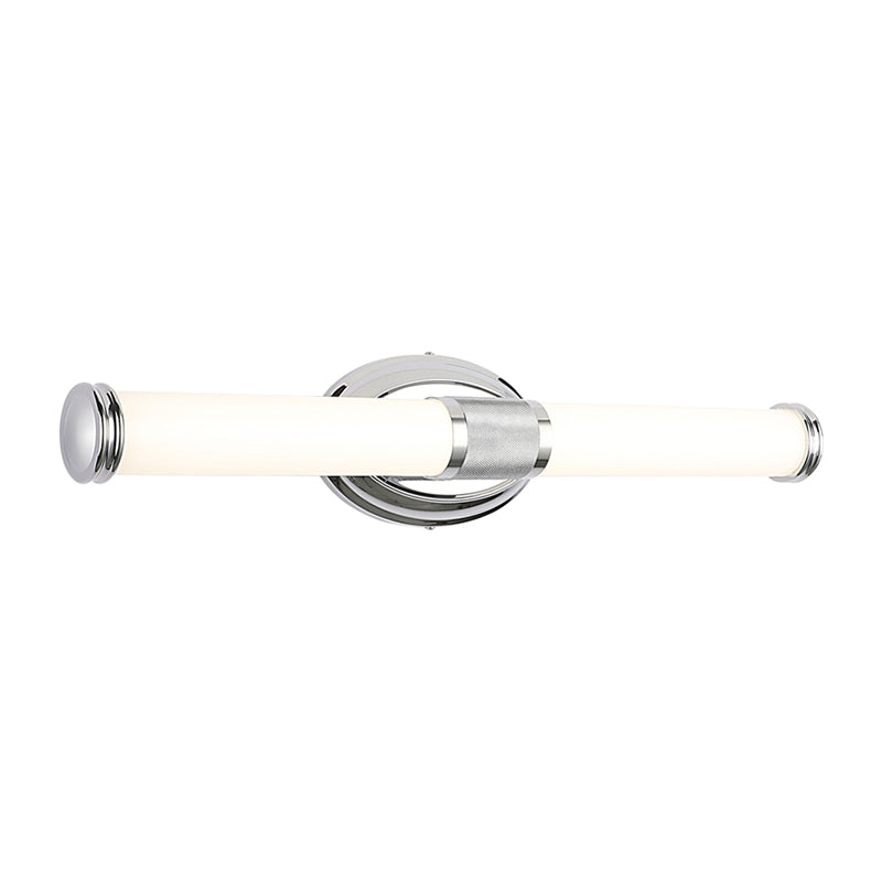 Cylinder LED 1 - Light Bath Bar in Chrome Metal and Acrylic Bathroom Vanity Light