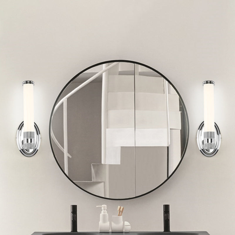 Cylinder LED 1 - Light Bath Bar in Chrome Metal and Acrylic Bathroom Vanity Light