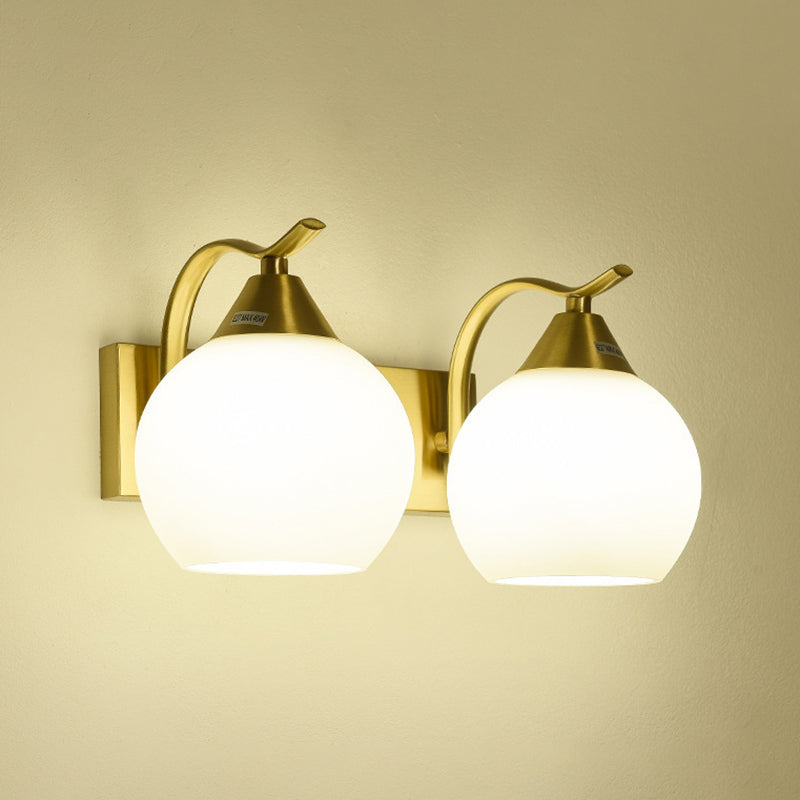 Modern Globe Vanity Wall Light Fixtures Glass Vanity Lights in Gold