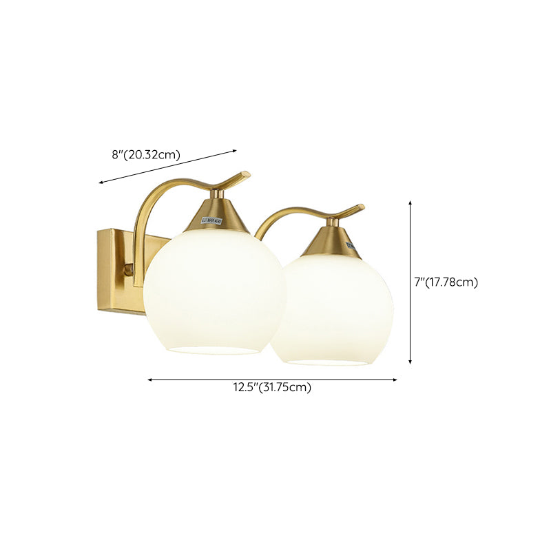 Modern Globe Vanity Wall Light Fixtures Glass Vanity Lights in Gold