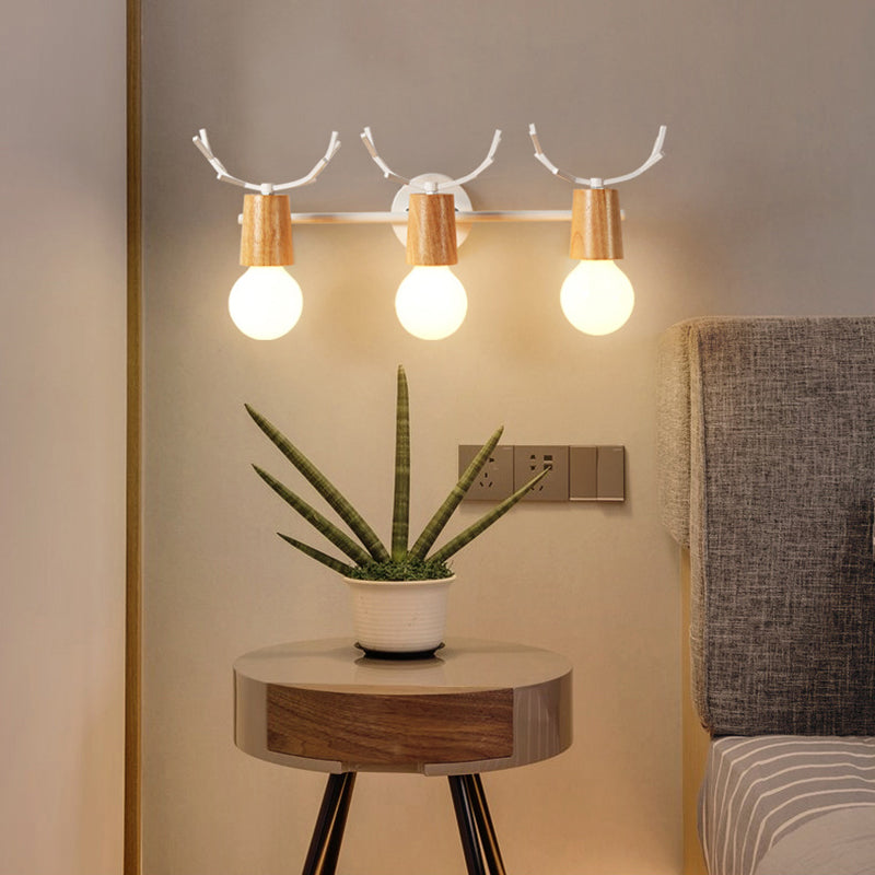 Modern Antlers Mirror Front Light Multi Lights Vanity Light with Wood for Bathroom