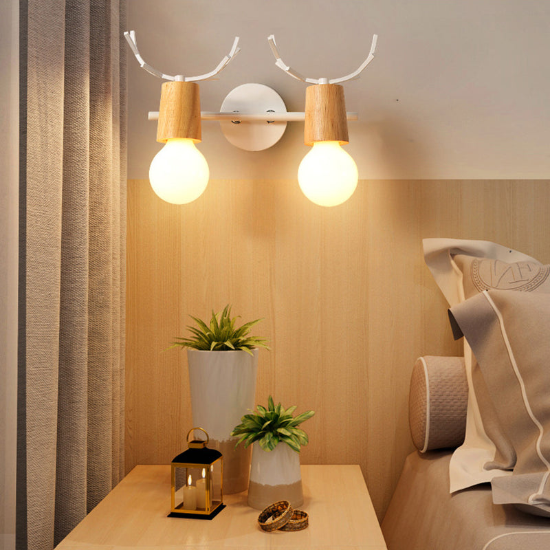 Modern Antlers Mirror Front Light Multi Lights Vanity Light with Wood for Bathroom