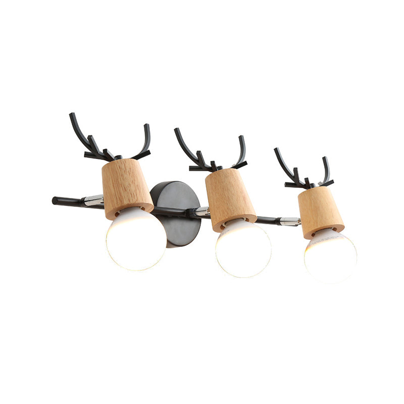 Modern Antlers Mirror Front Light Multi Lights Vanity Light with Wood for Bathroom