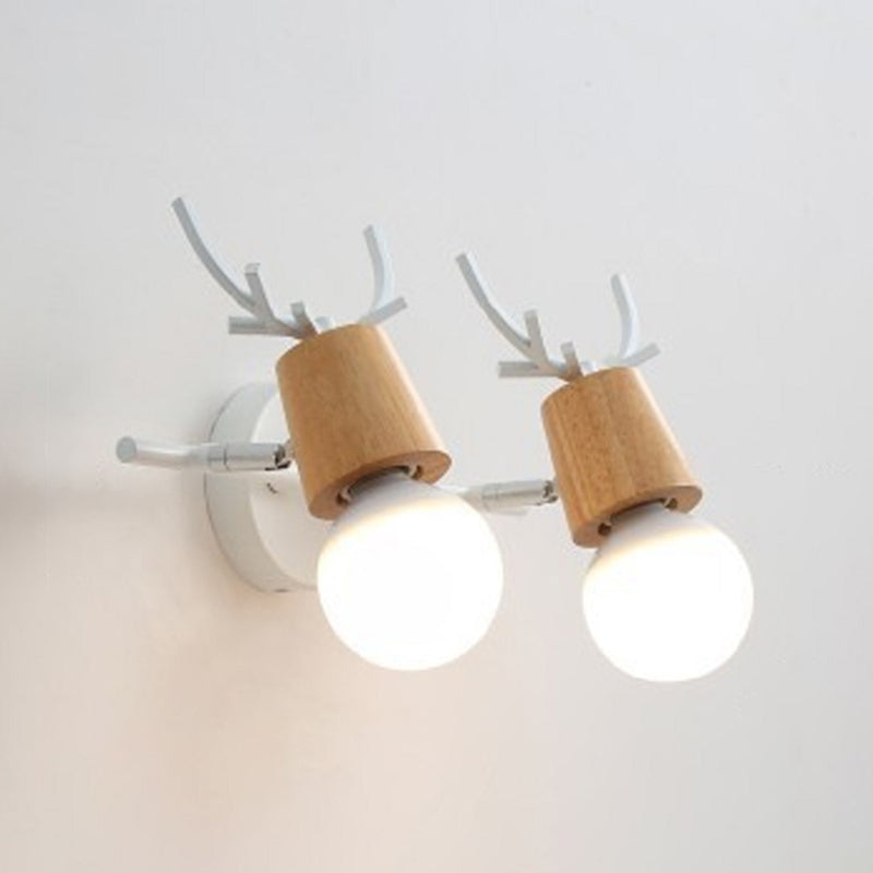 Modern Antlers Mirror Front Light Multi Lights Vanity Light with Wood for Bathroom