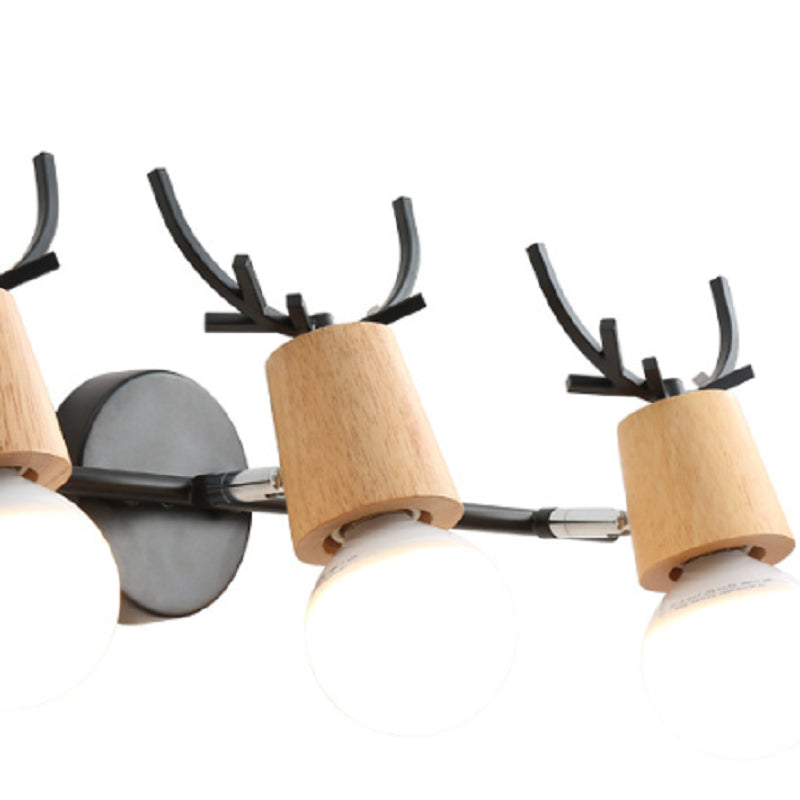 Modern Antlers Mirror Front Light Multi Lights Vanity Light with Wood for Bathroom