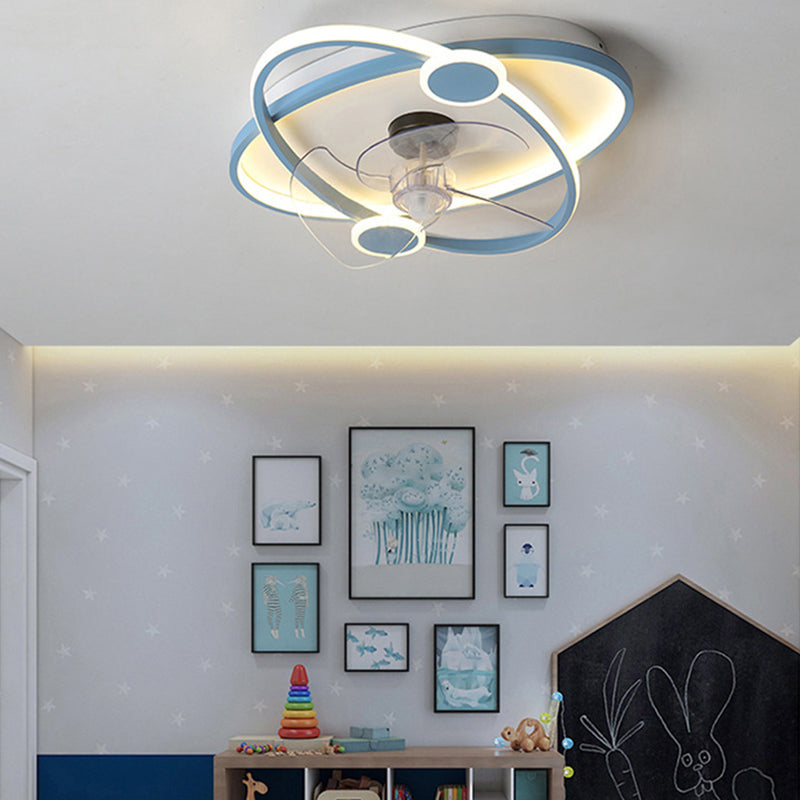 3-Blade LED Fan with Light Children Blue/Pink Ceiling Fan for Home