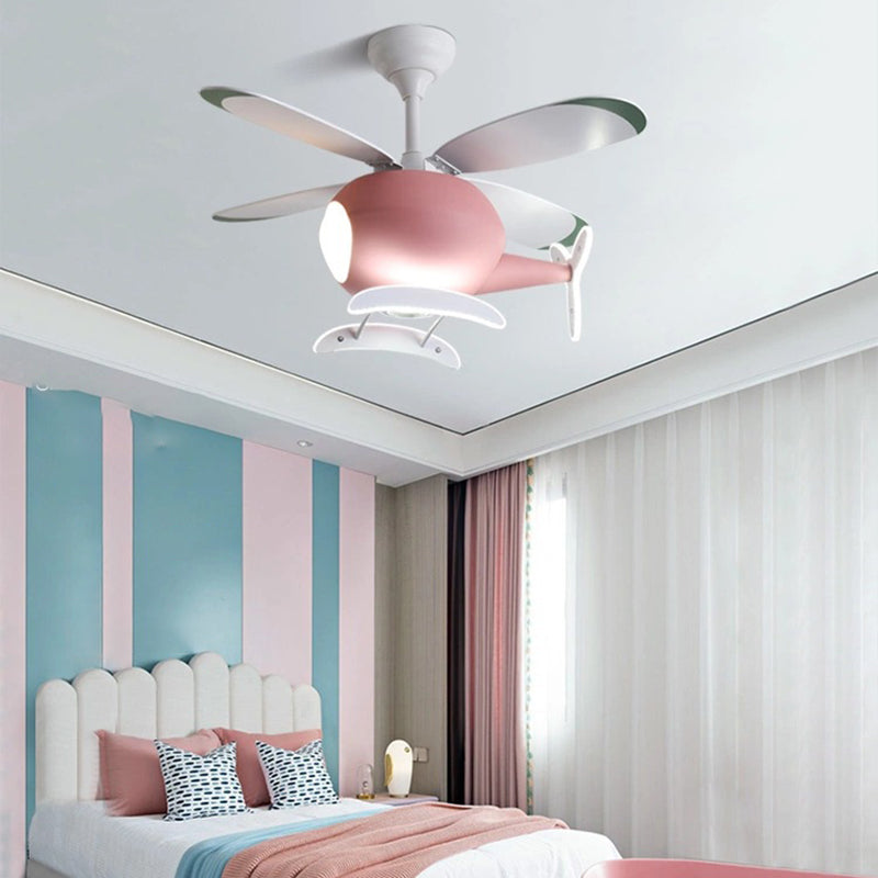 Nordic Style Ceiling Fan Lamp Helicopter Shape Ceiling Fan Light for Children's Room