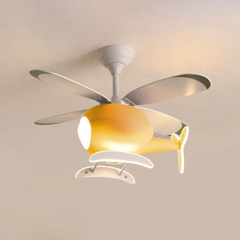 Nordic Style Ceiling Fan Lamp Helicopter Shape Ceiling Fan Light for Children's Room