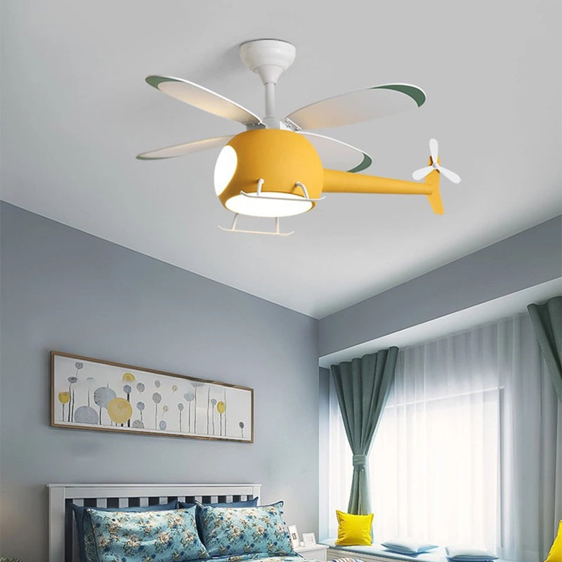 Nordic Style Ceiling Fan Lamp Helicopter Shape Ceiling Fan Light for Children's Room