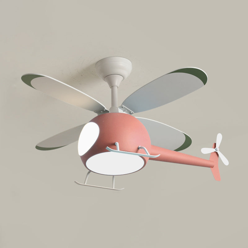 Nordic Style Ceiling Fan Lamp Helicopter Shape Ceiling Fan Light for Children's Room