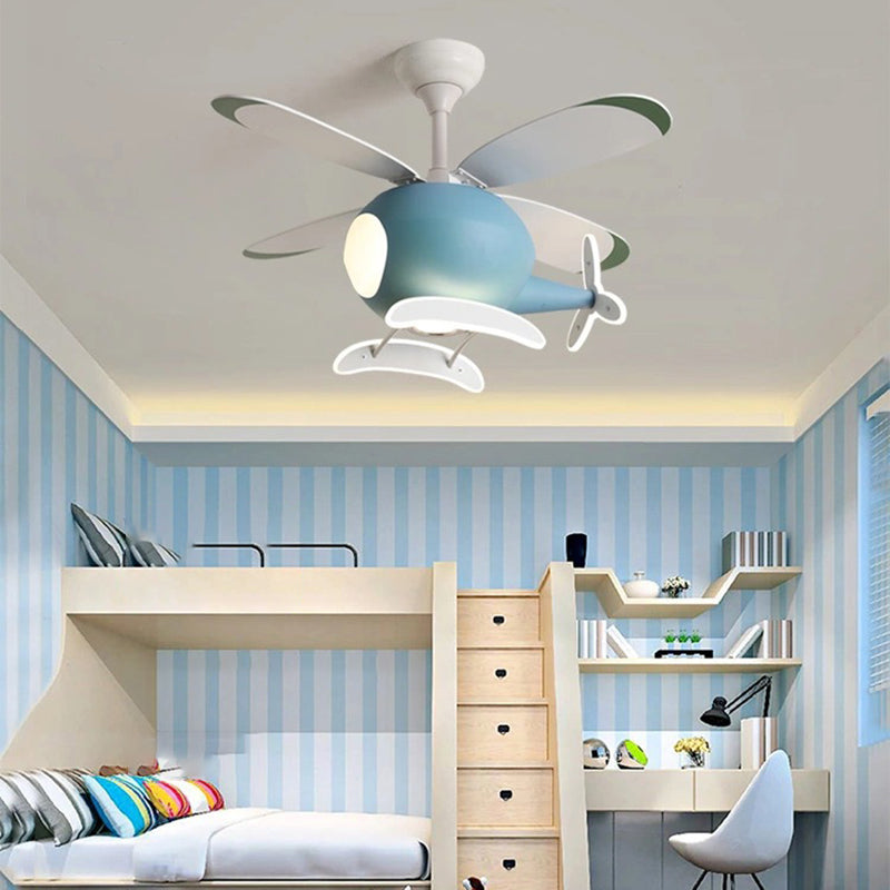 Nordic Style Ceiling Fan Lamp Helicopter Shape Ceiling Fan Light for Children's Room