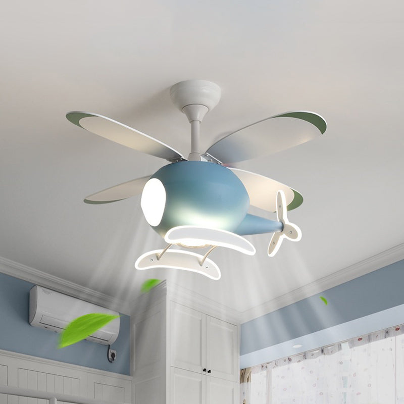 Nordic Style Ceiling Fan Lamp Helicopter Shape Ceiling Fan Light for Children's Room