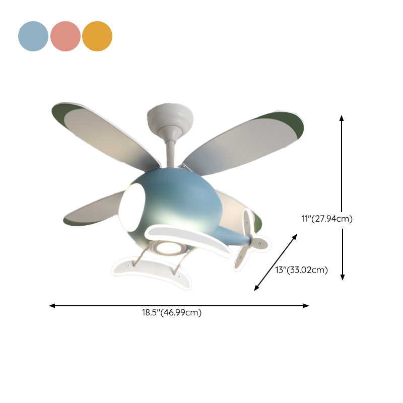 Nordic Style Ceiling Fan Lamp Helicopter Shape Ceiling Fan Light for Children's Room