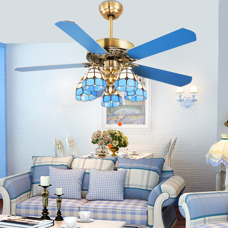 Mediterranean Style Ceiling Fan Lamp Circle Shape Ceiling Fan Light for Bedroom