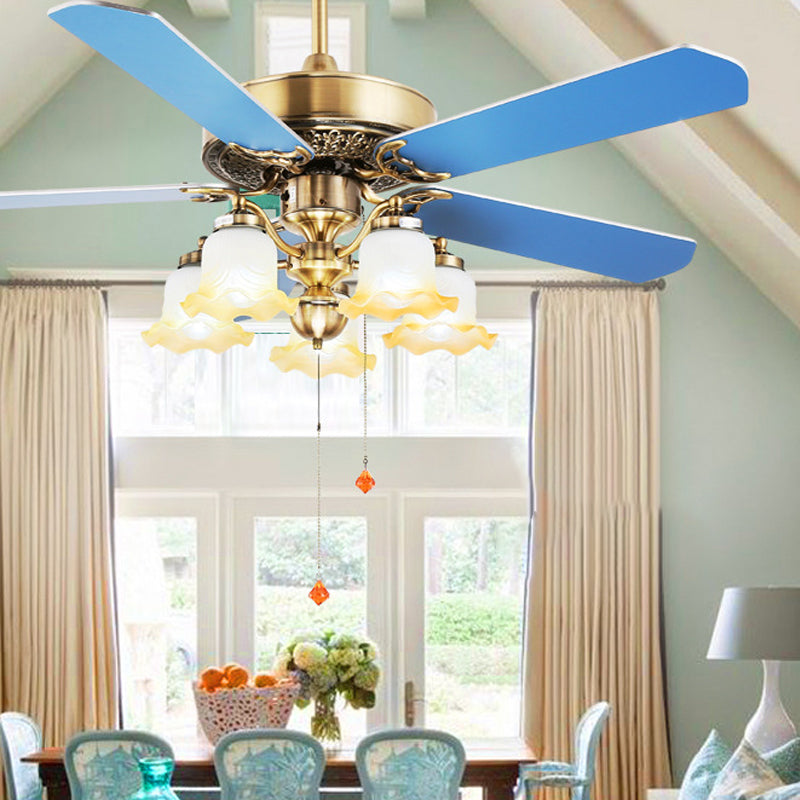 Mediterranean Style Ceiling Fan Lamp Circle Shape Ceiling Fan Light for Bedroom