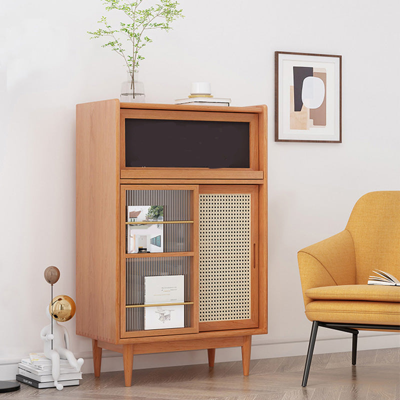 Wooden Side Board with Door Modern Minimalist Brown Buffet Sideboard