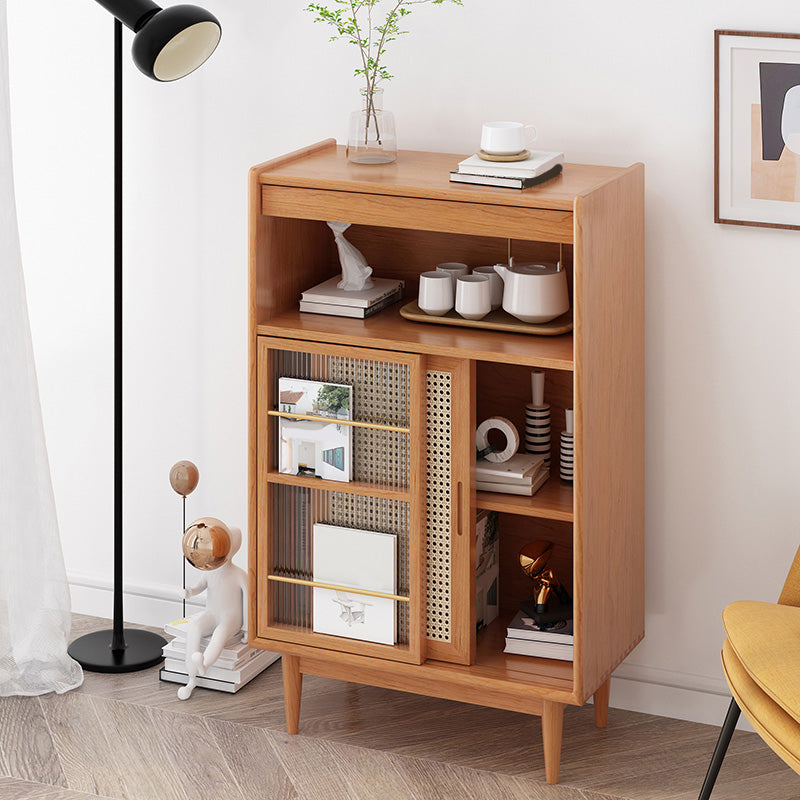 Wooden Side Board with Door Modern Minimalist Brown Buffet Sideboard