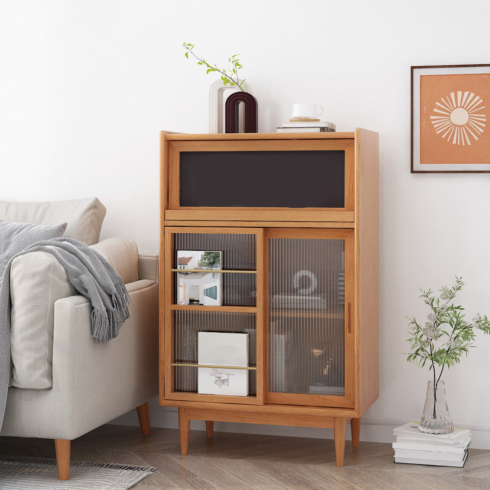 Wooden Side Board with Door Modern Minimalist Brown Buffet Sideboard