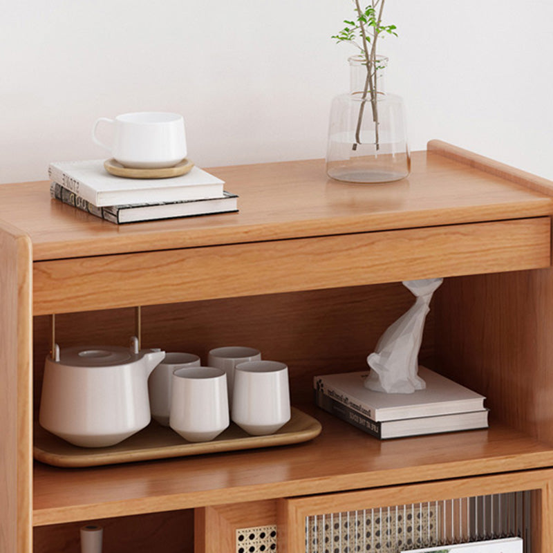 Wooden Side Board with Door Modern Minimalist Brown Buffet Sideboard