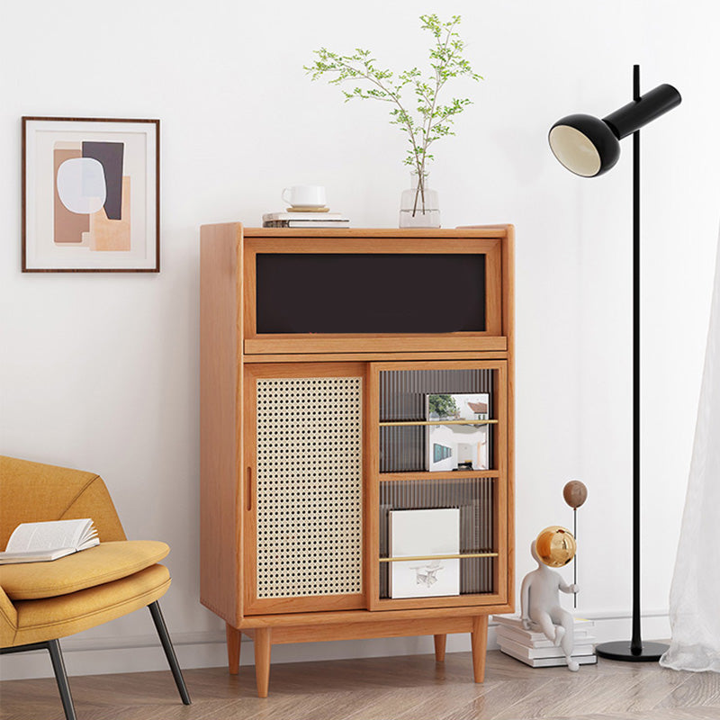 Wooden Side Board with Door Modern Minimalist Brown Buffet Sideboard