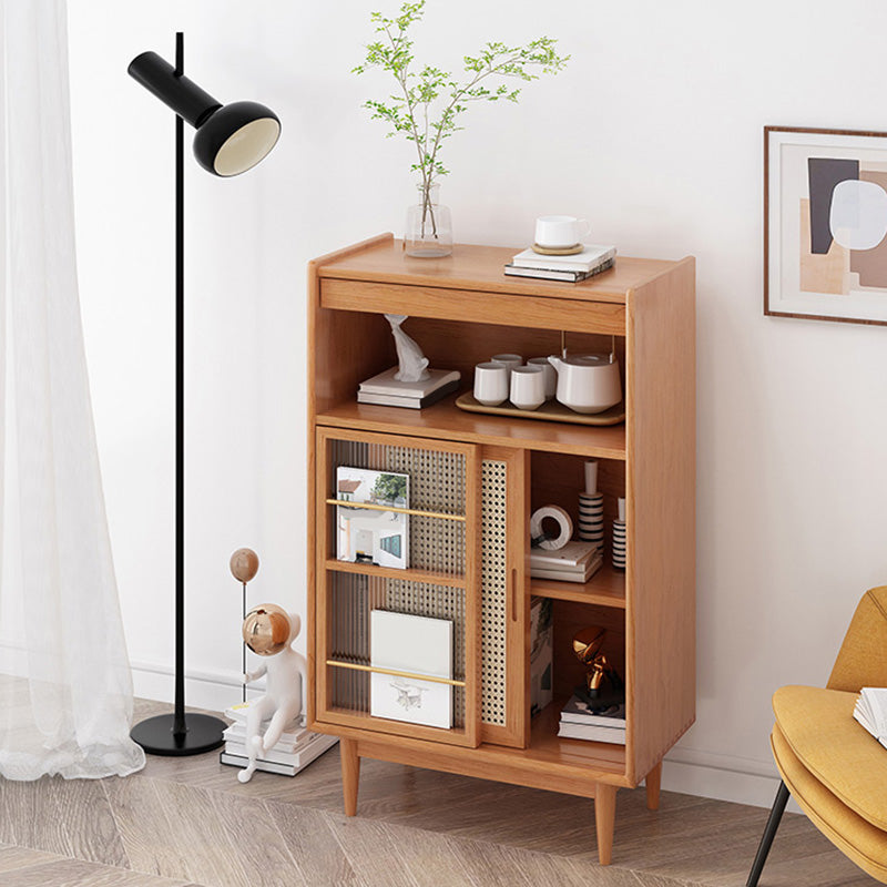 Wooden Side Board with Door Modern Minimalist Brown Buffet Sideboard