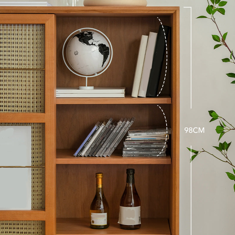 Brown Wooden Side Board with Doors Modern Minimalist Buffet Sideboard without Light