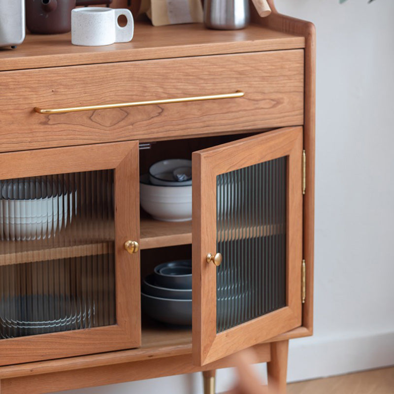 Brown Wooden Side Board with Doors Modern Living Room Buffet Sideboard