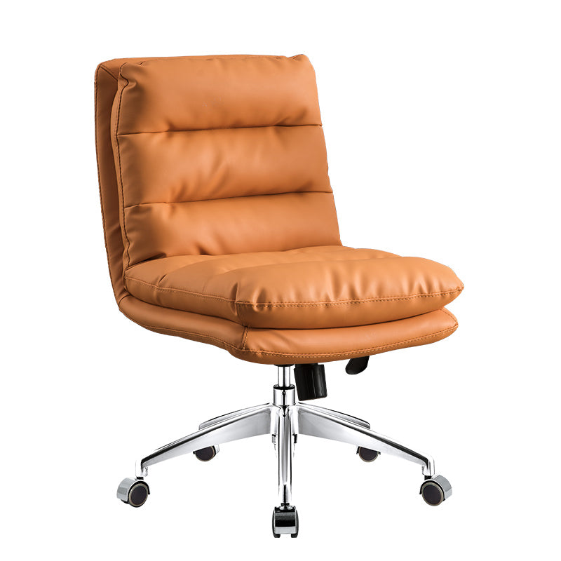 Mid Back Armless Desk Chair Modern Faux Leather Office Chair