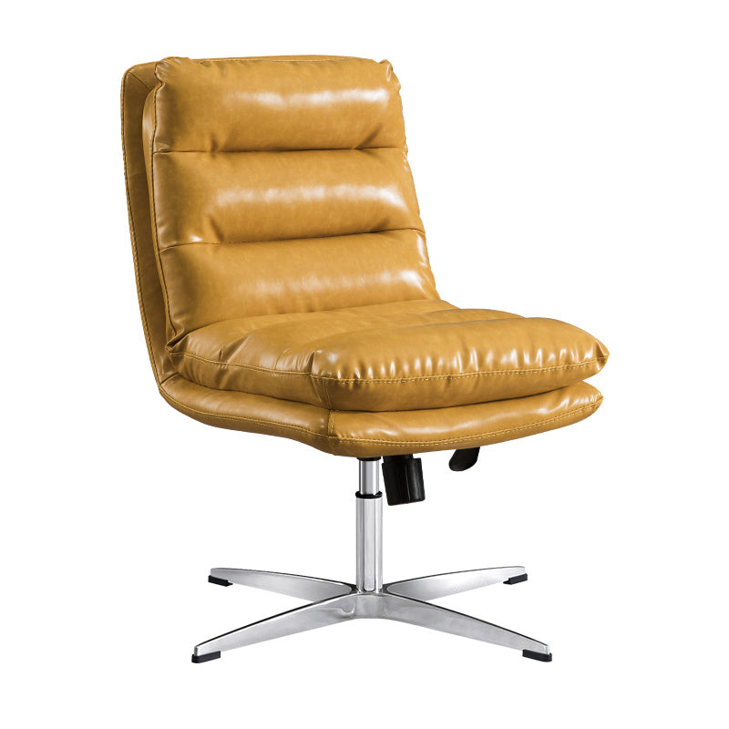 Mid Back Armless Desk Chair Modern Faux Leather Office Chair