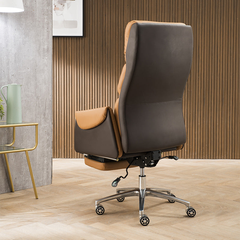 Modern Slide High Back Office Chair Leather Executive Chair with Footrest