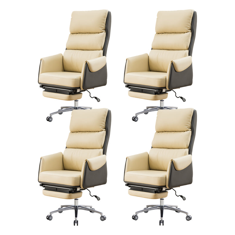 Modern Slide High Back Office Chair Leather Executive Chair with Footrest