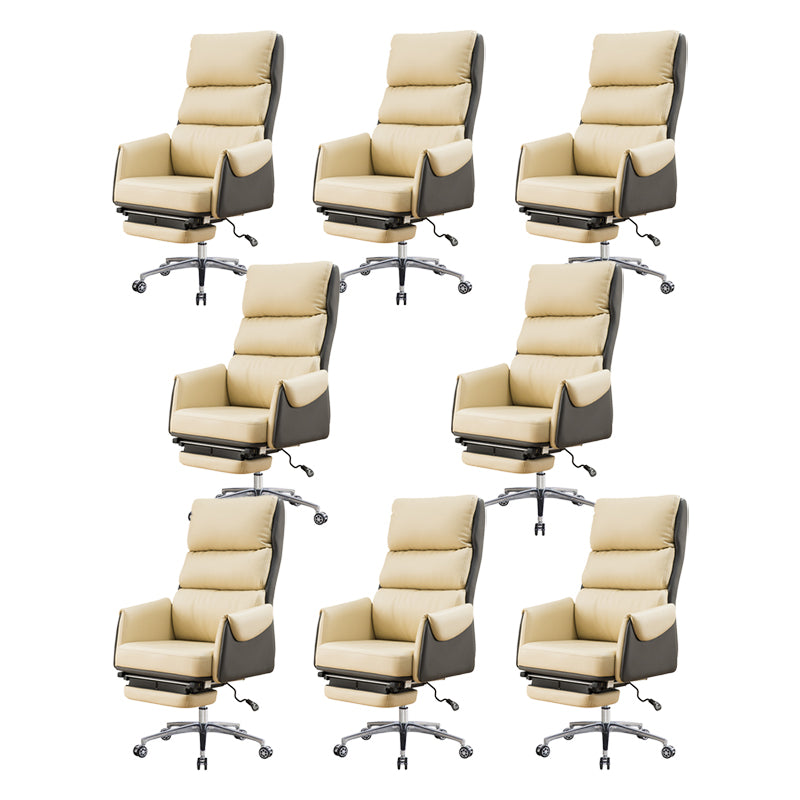 Modern Slide High Back Office Chair Leather Executive Chair with Footrest