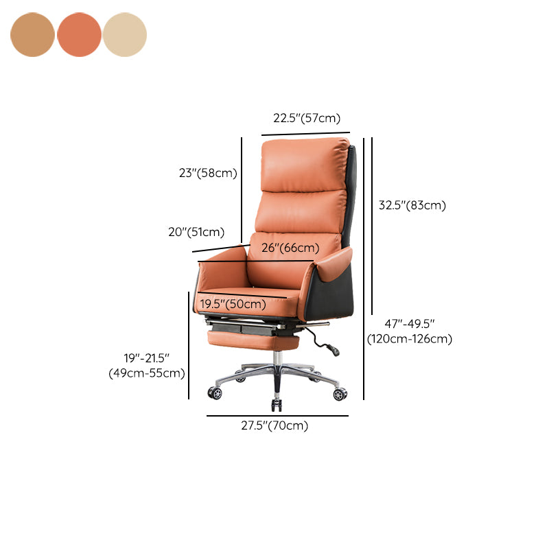 Modern Slide High Back Office Chair Leather Executive Chair with Footrest