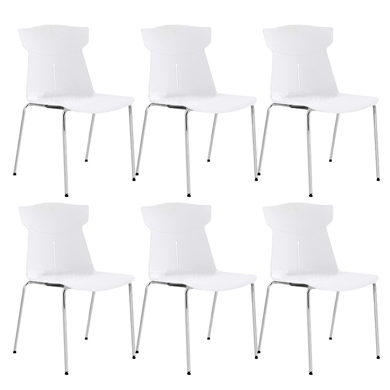 Contemporary No Wheels Desk Chair Plastic Armless Conference Chair