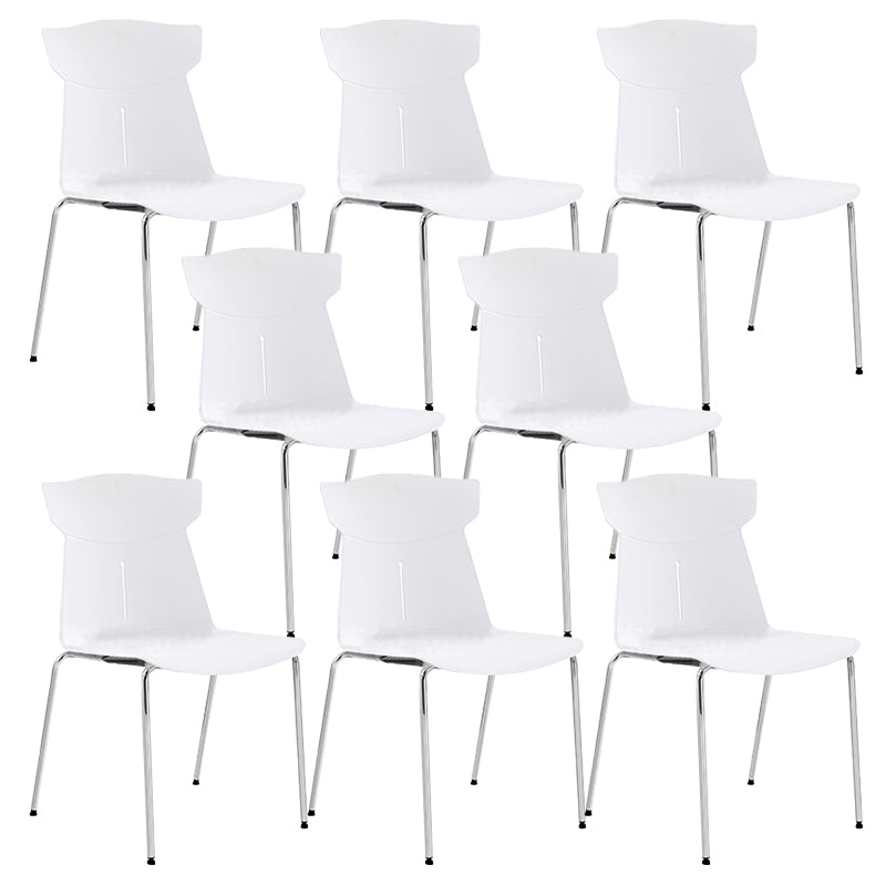 Contemporary No Wheels Desk Chair Plastic Armless Conference Chair