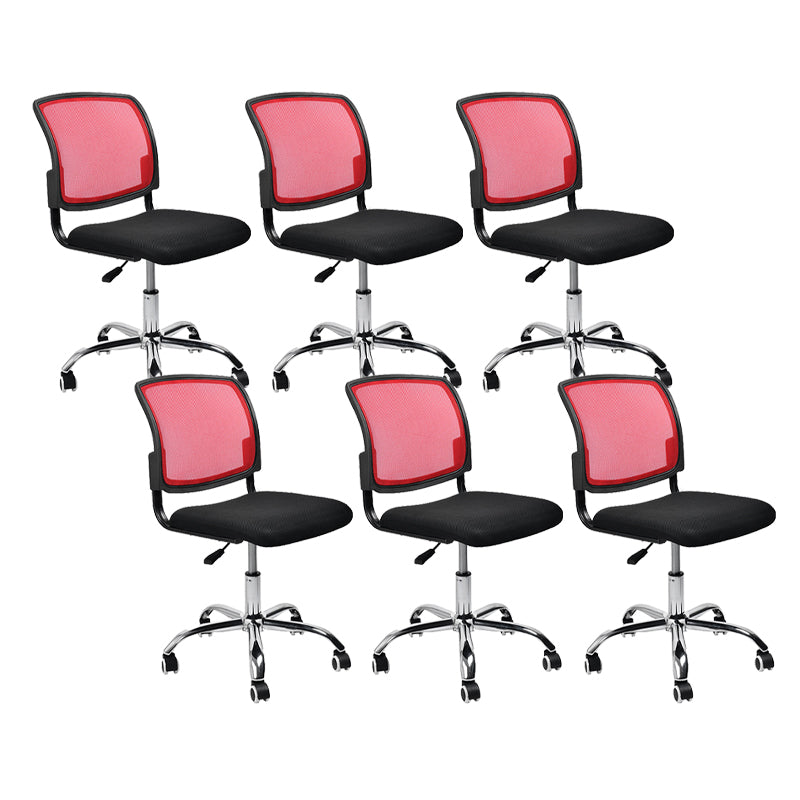 Contemporary Ergonomic Armless Chair Mid-Back Adjustable Desk Chair