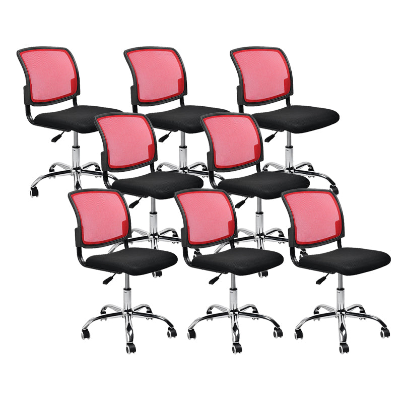 Contemporary Ergonomic Armless Chair Mid-Back Adjustable Desk Chair