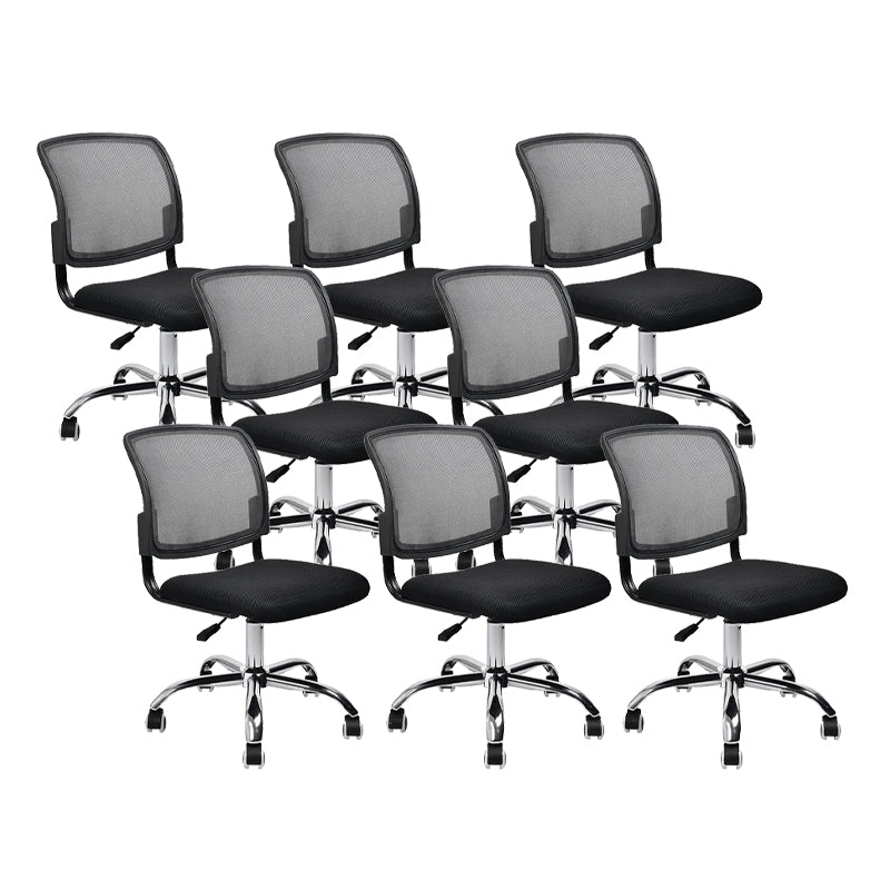 Contemporary Ergonomic Armless Chair Mid-Back Adjustable Desk Chair