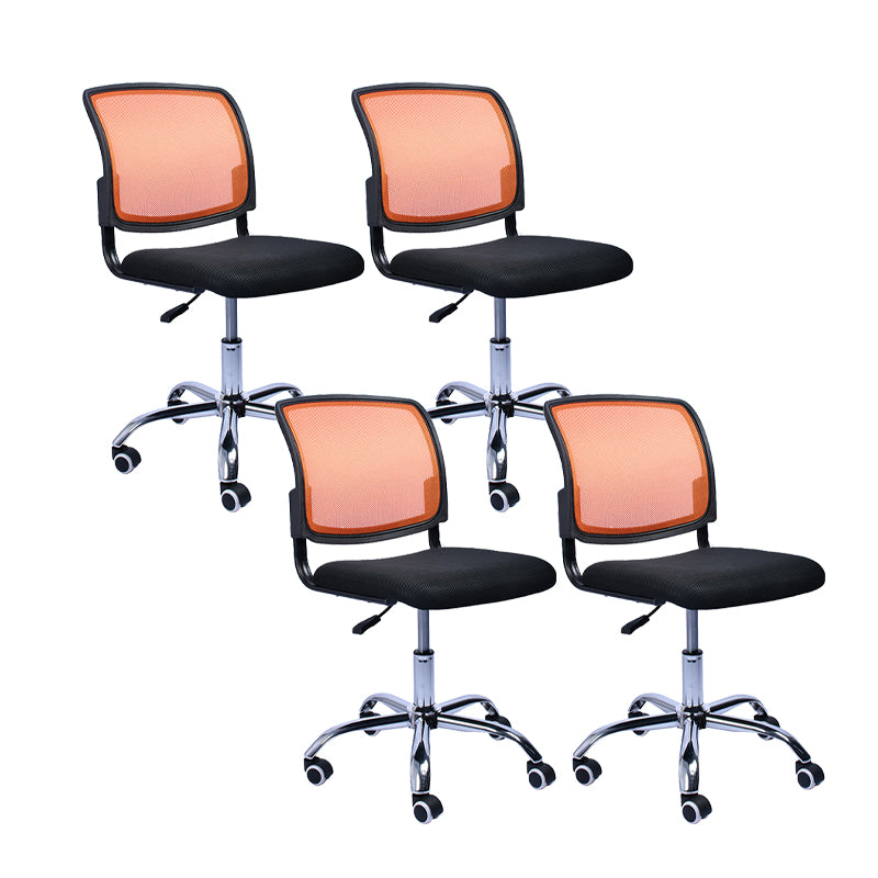 Contemporary Ergonomic Armless Chair Mid-Back Adjustable Desk Chair