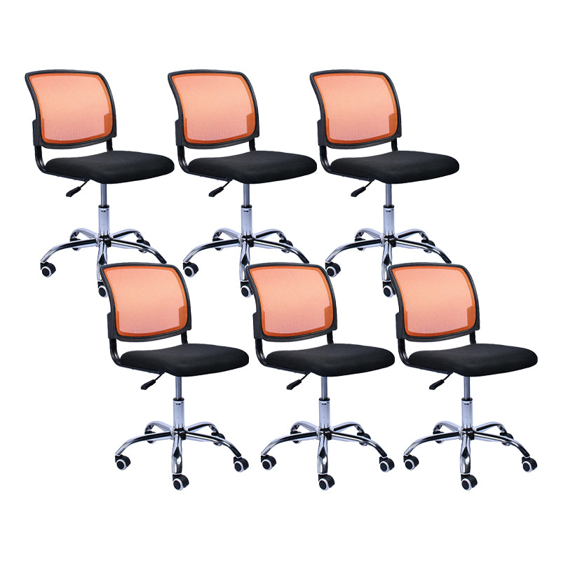 Contemporary Ergonomic Armless Chair Mid-Back Adjustable Desk Chair