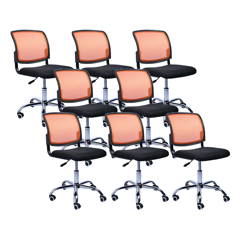 Contemporary Ergonomic Armless Chair Mid-Back Adjustable Desk Chair