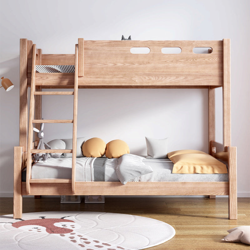 Solid Wood Bunk Bed Frame in Natural with Bookcase and 2 - Drawer