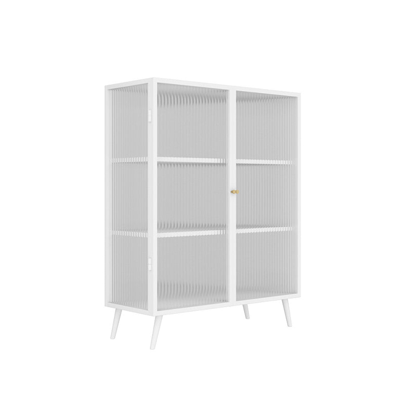 Industrial Curio Cabinet Metal Glass Doors Storage Cabinet with 2 Door for Bedroom