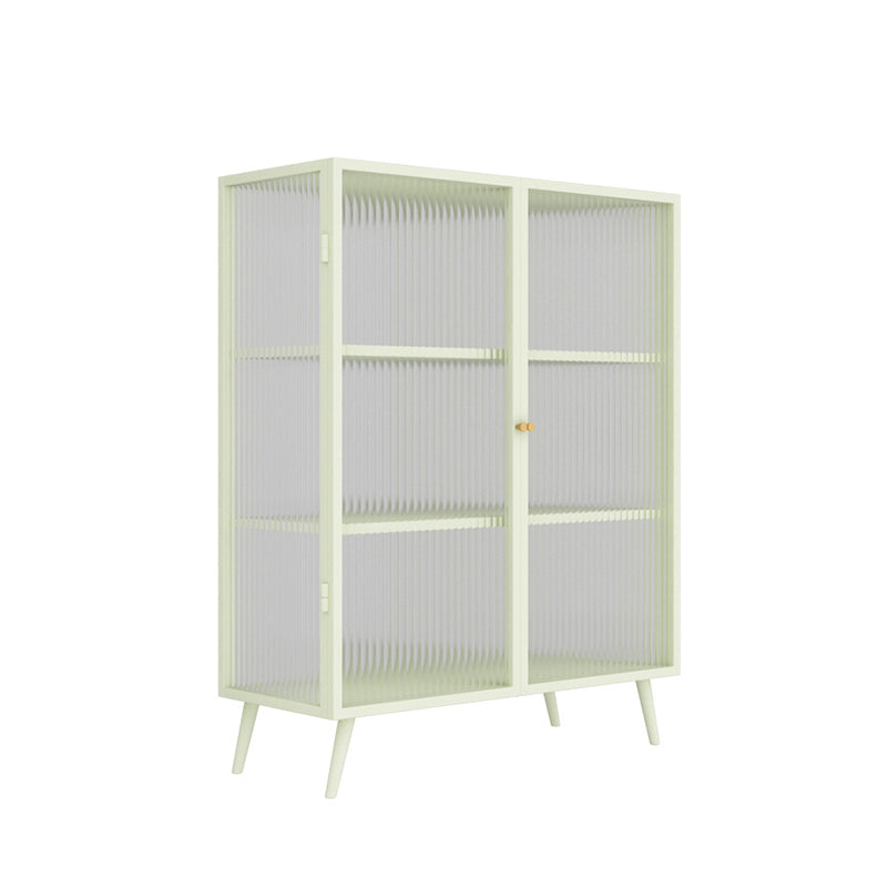 Industrial Curio Cabinet Metal Glass Doors Storage Cabinet with 2 Door for Bedroom