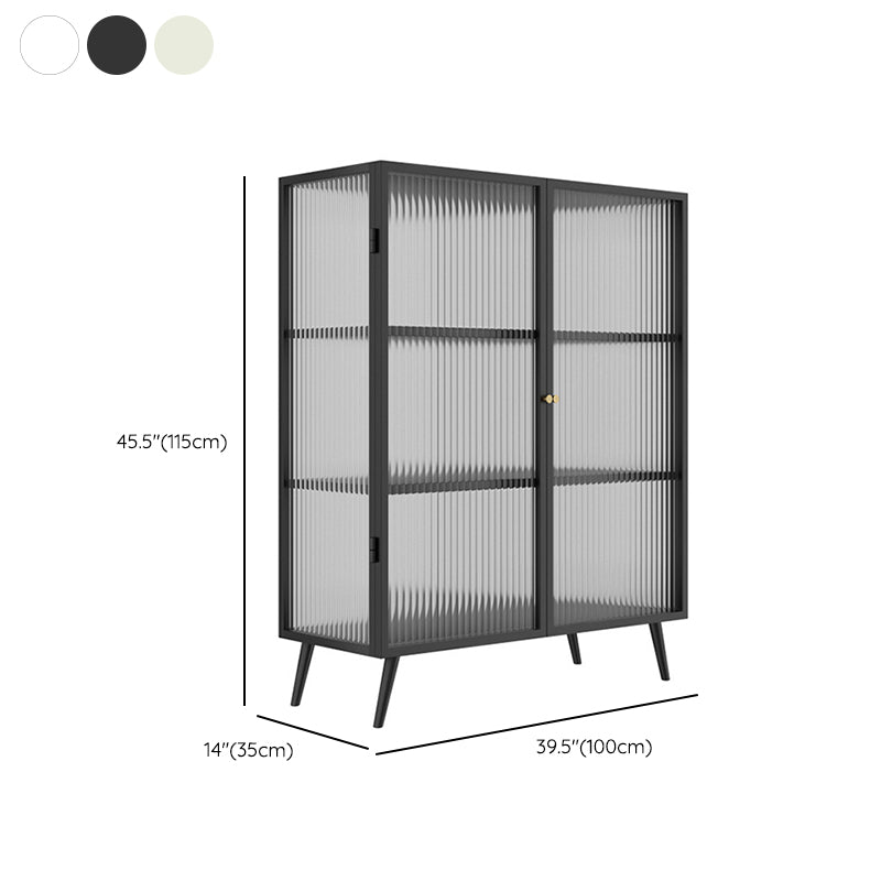 Industrial Curio Cabinet Metal Glass Doors Storage Cabinet with 2 Door for Bedroom