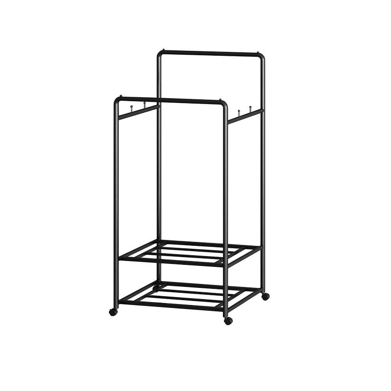 Modern Hall Stand 2 Hanging Rails and Storage Shelving Entryway Kit with Castors