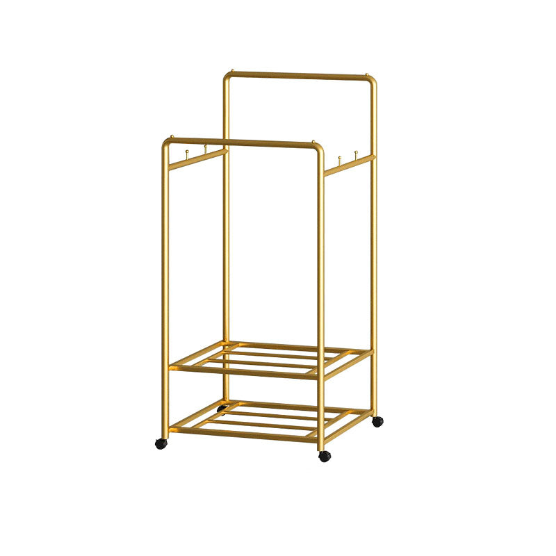 Modern Hall Stand 2 Hanging Rails and Storage Shelving Entryway Kit with Castors